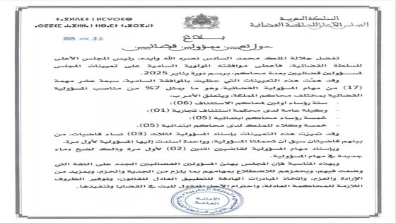 تعيينات جديدة في صفوف المجلس لأعلى للسلطة القضائية